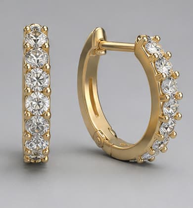Render 3D de unos aretes en oro